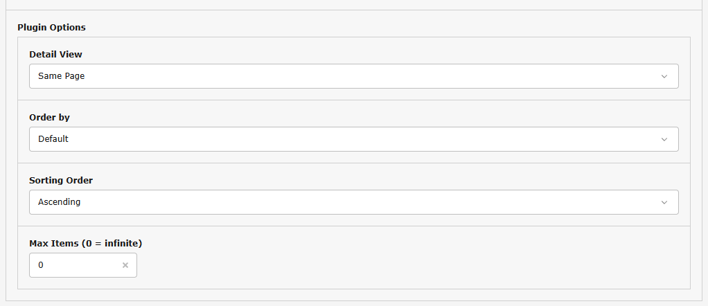 Backend view of EXT:bm_image_gallery plugin for limiting number of images and sorting