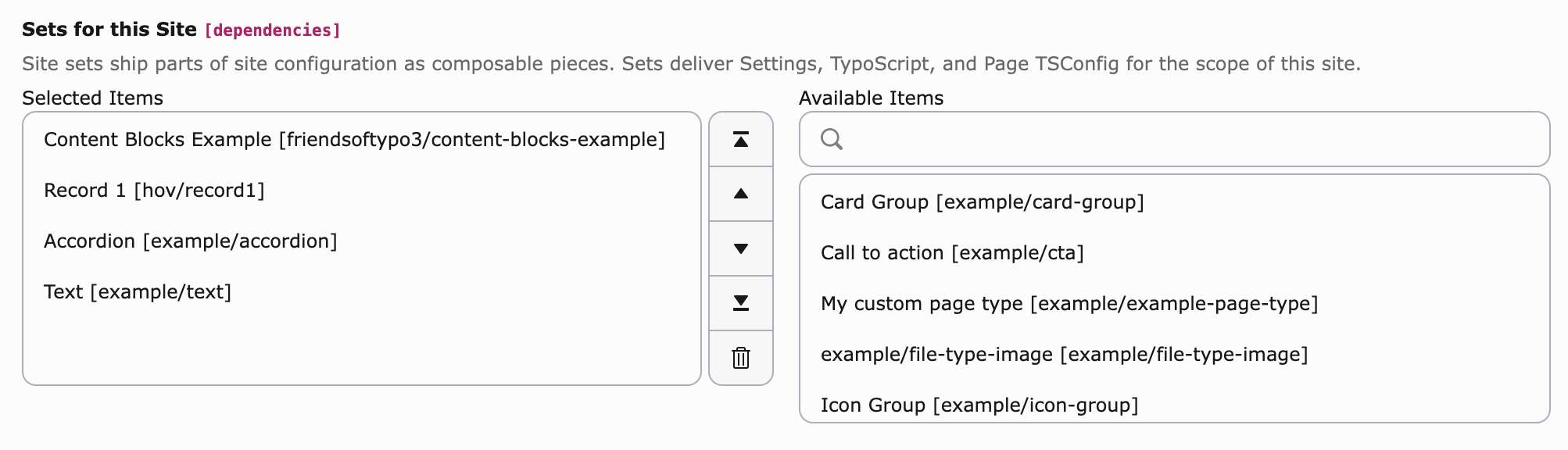 Content Blocks as Site Set