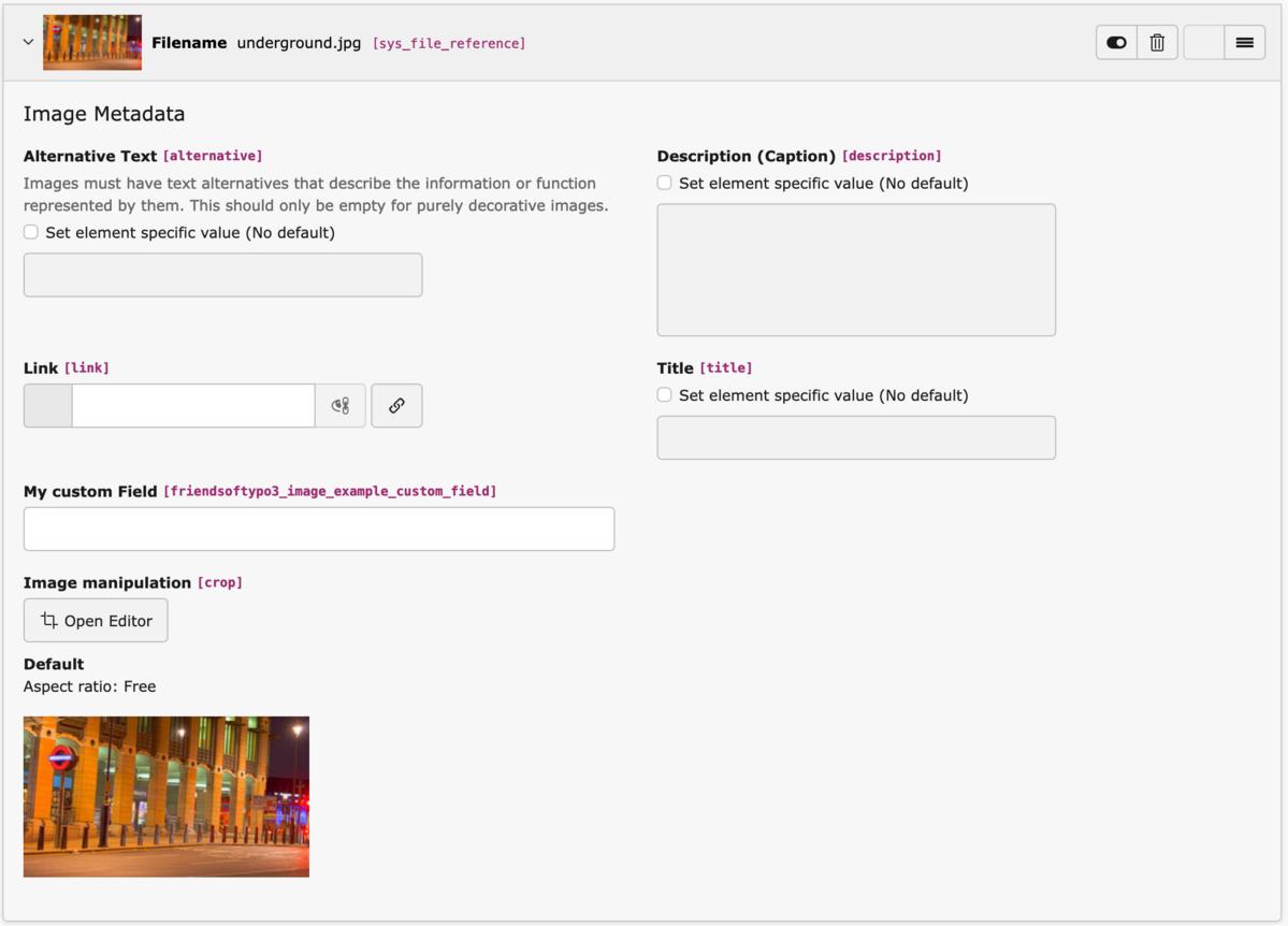 File reference in the TYPO3 backend