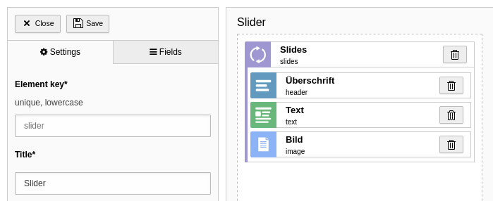 Example Mask slider element