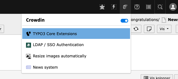 Toolbar for Crowdin