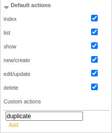 The associated controller actions