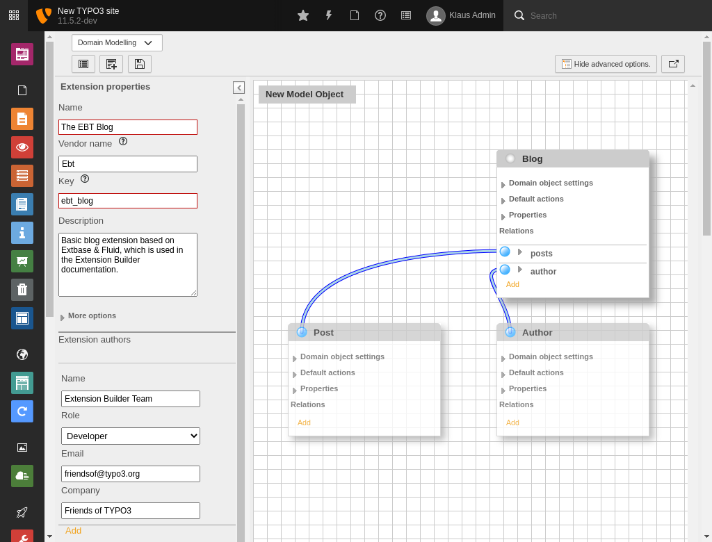 Graphical editor with blog example