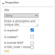 The domain object properties