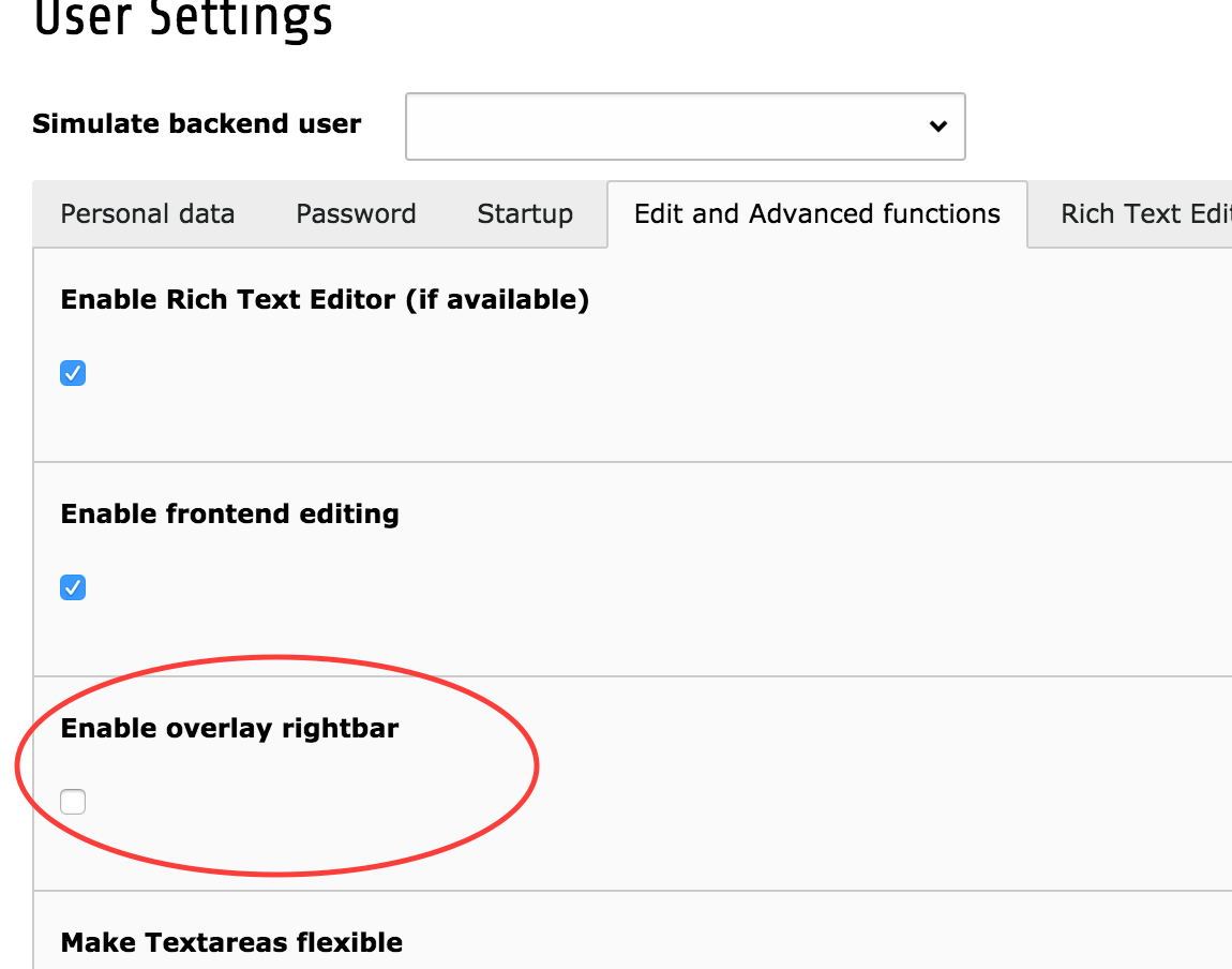 Activate the right toolbar as overlay