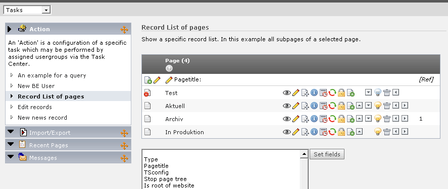 Example screenshot for task center
