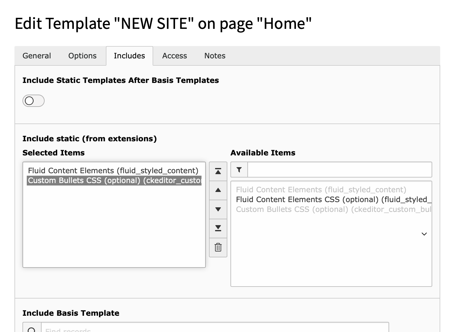 Static template