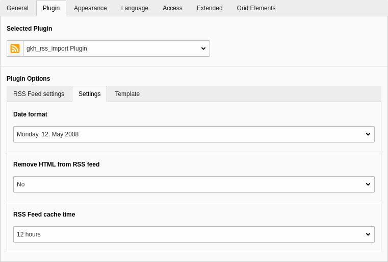 Screenshot additional settings