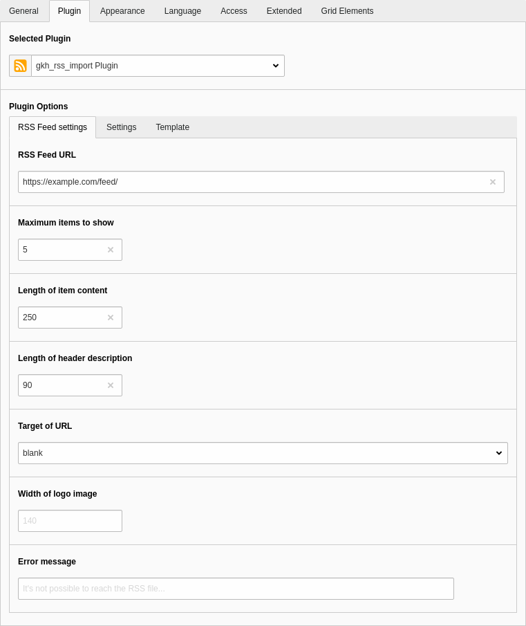 Screenshot general settings