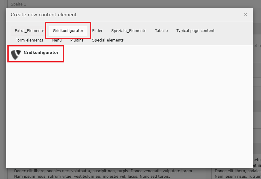 add content element