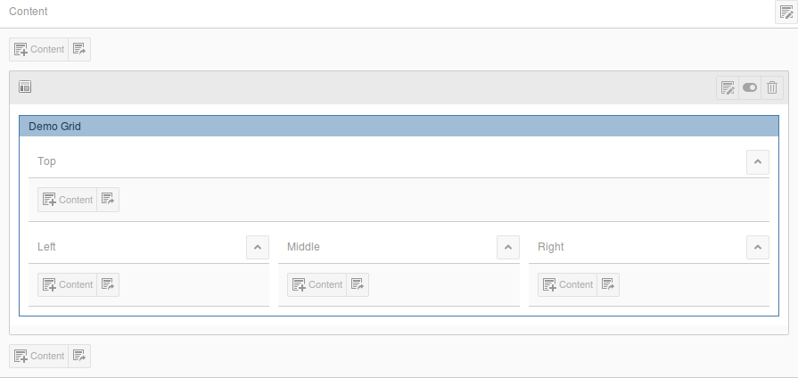 A Grid Element's structural areas in the Page Module