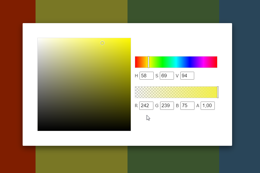 Color picker inside of color palette example