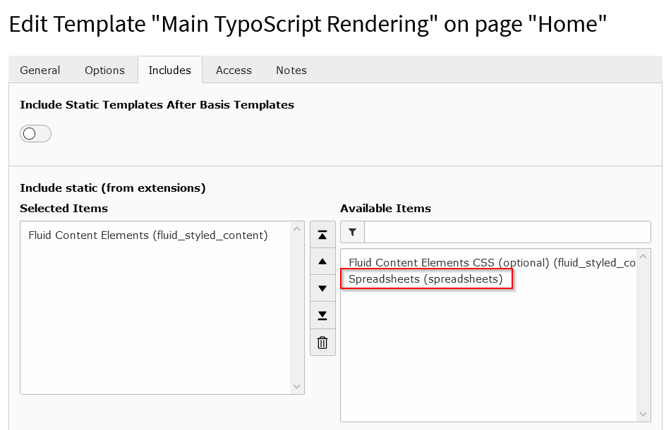 Static Typoscript Configuration