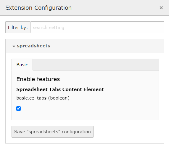 Enabling tabs content element