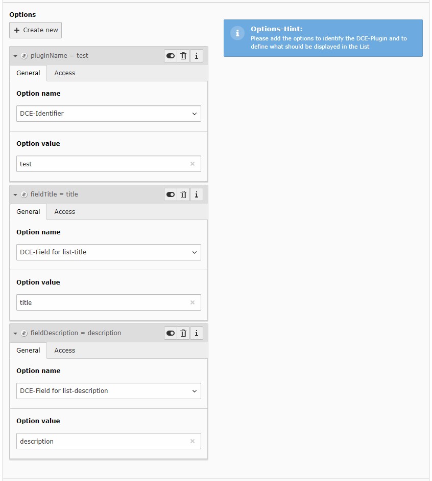 Options of the Endpoint