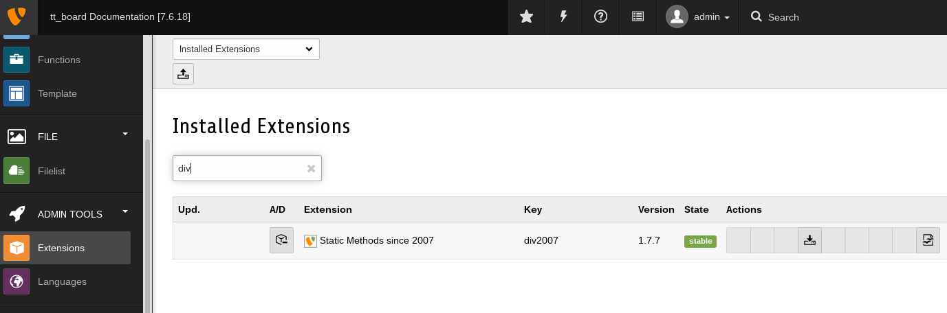 tt_board's depending extensions activated