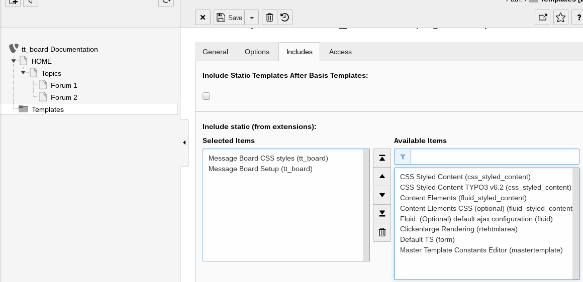 include static from extensions
