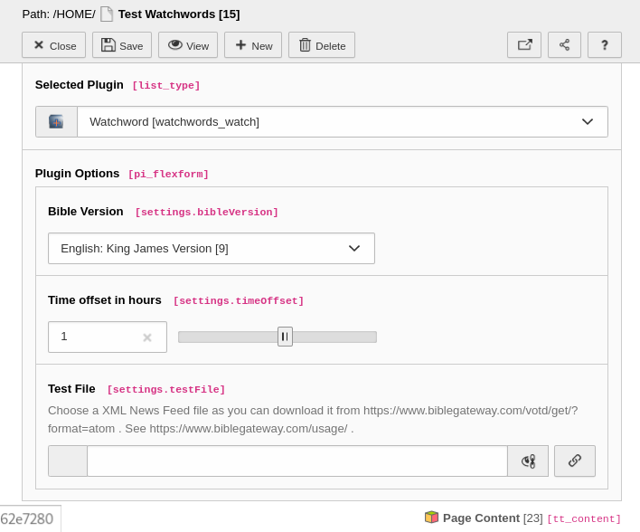 Plugin view