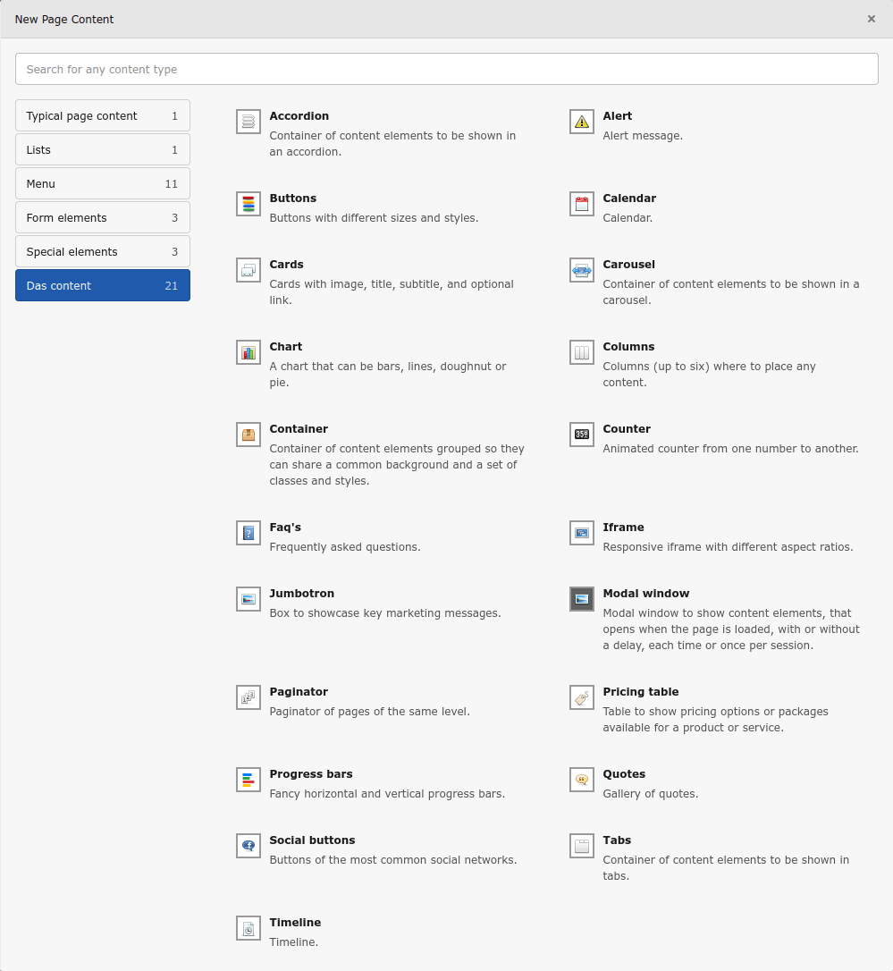 Das content elements
