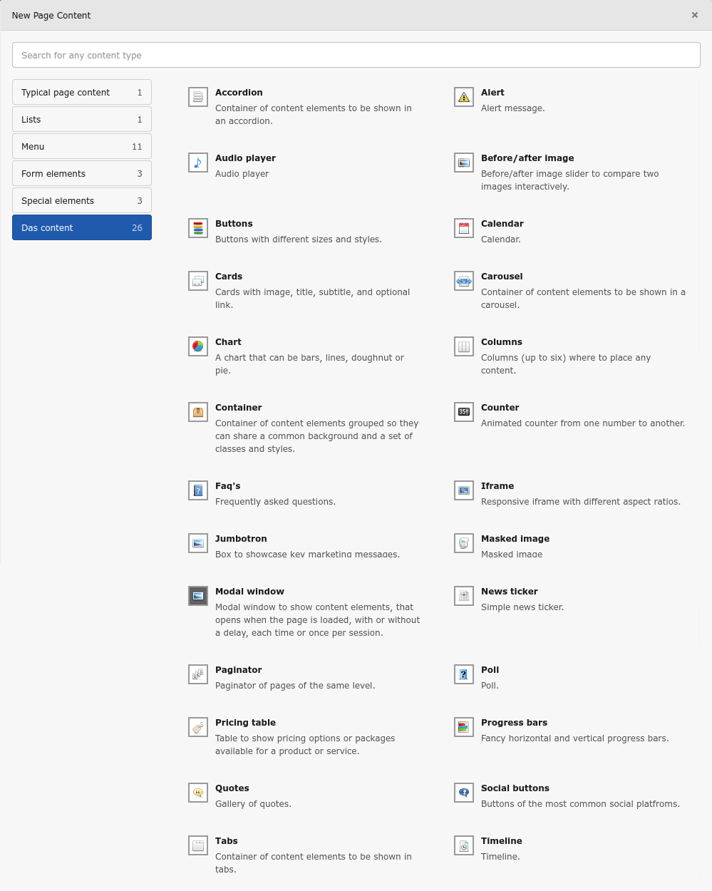Das content elements