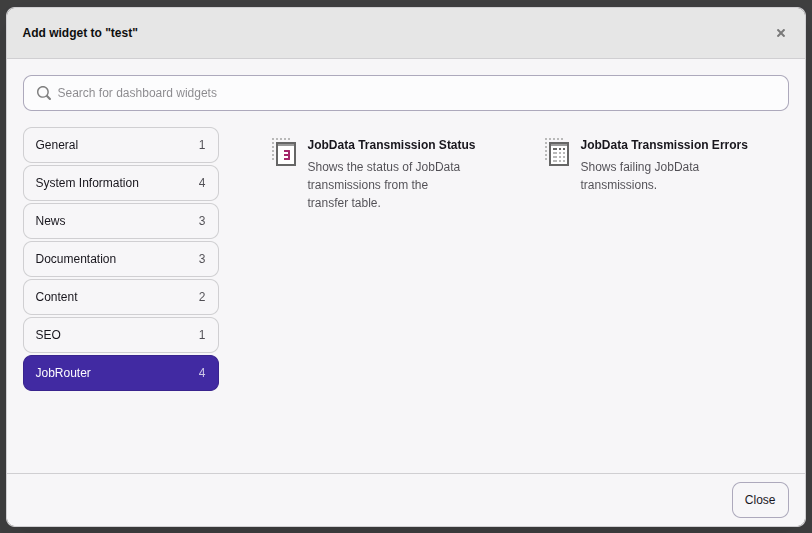 Add JobRouter widgets