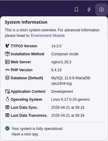 System information with last run of the sync command