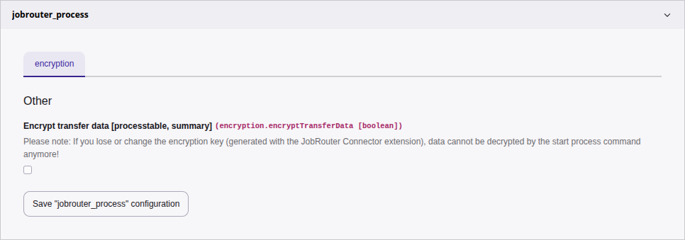 Options in the extension configuration