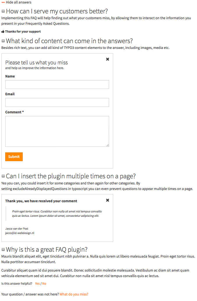 Helpfulness interaction and comment forms