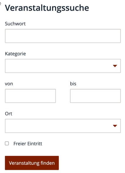 Search form for events Search form for events