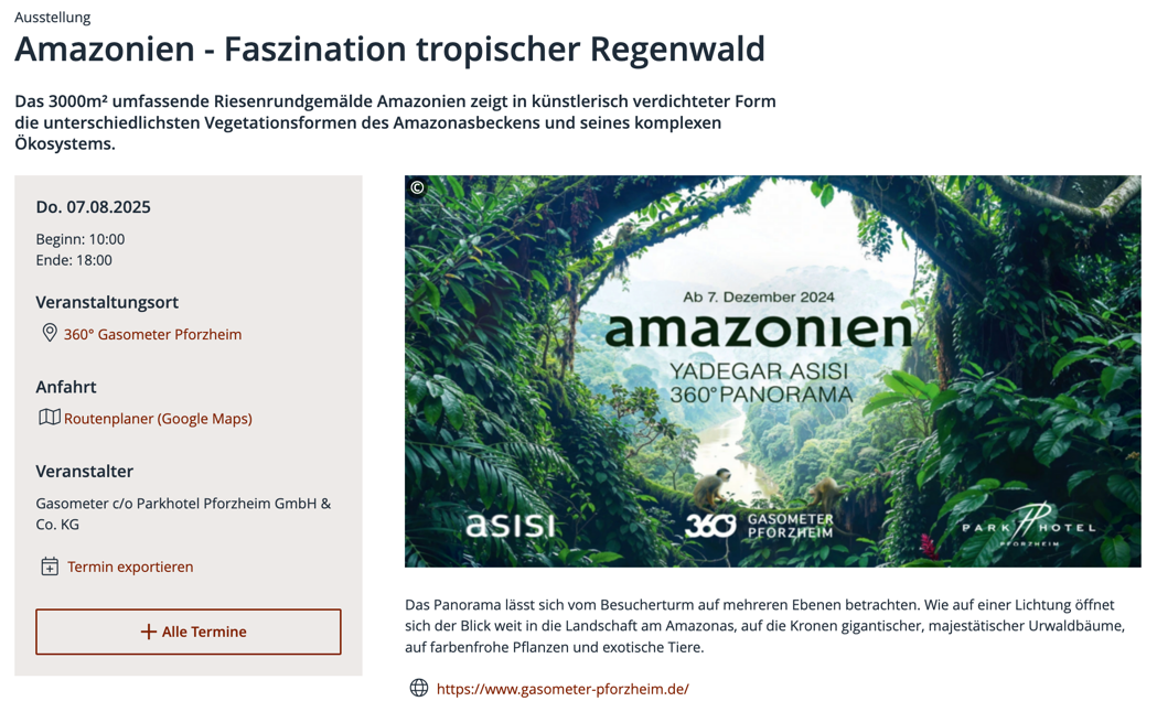 Detail view of an event Detail view of an event