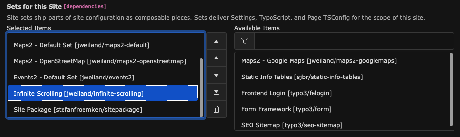 Adding the Infinite Scrolling Site Set