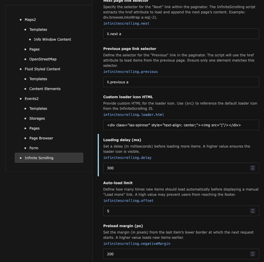 Configure the second section of Site Settings