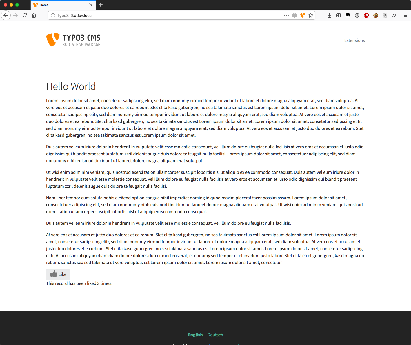 Text Element with like button