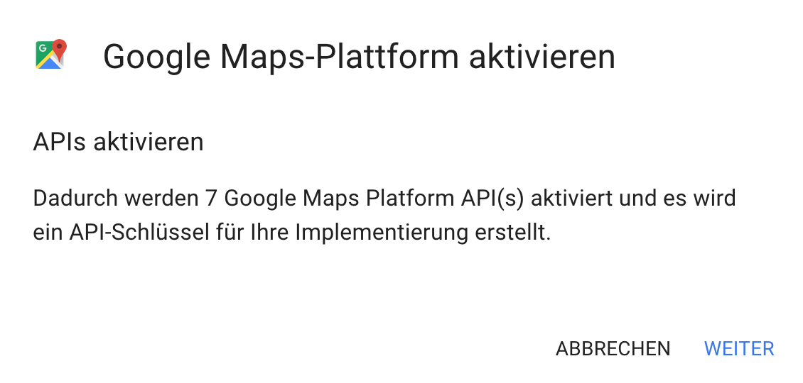 Google Maps Platform activate - Activated APIs