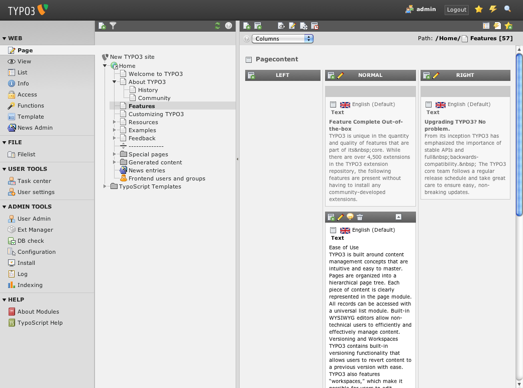 Backend view
