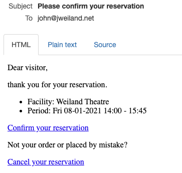 Confirmation mail