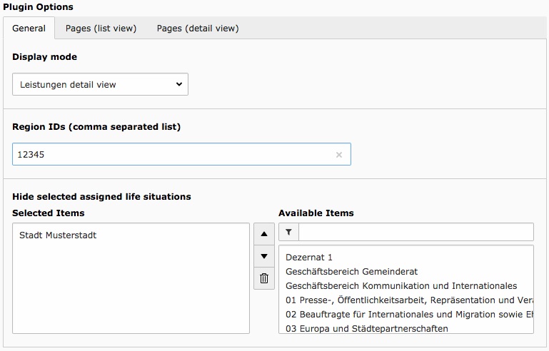 Example settings