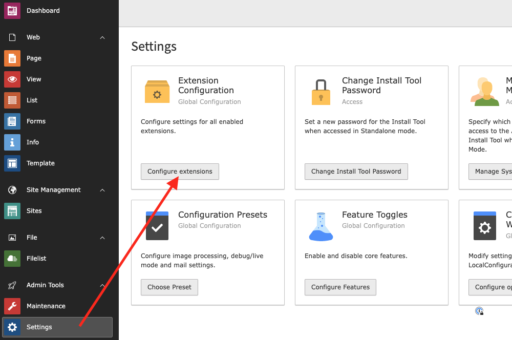 Open Extension Settings
