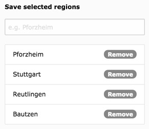 Weather Alert Region selection