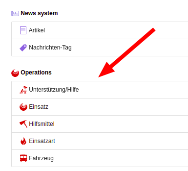 Liste der Datentypen für Einsatzverwaltung
