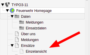 Einzelansicht für Einsätze im Seitenbaum
