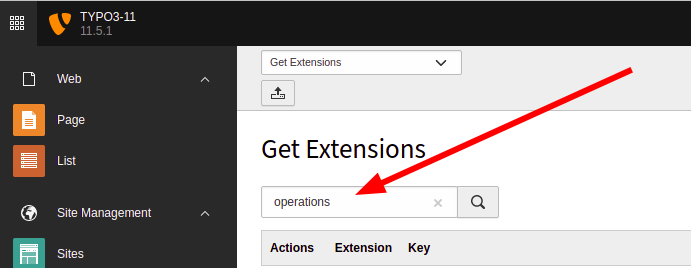 Searchfield in Extensions Manager