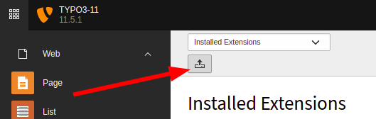 Upload button in Extensions Manager