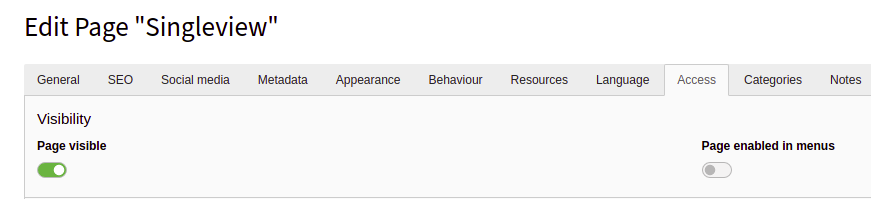 Switch to disable page in menu