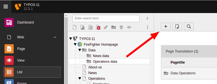 Button to create new data