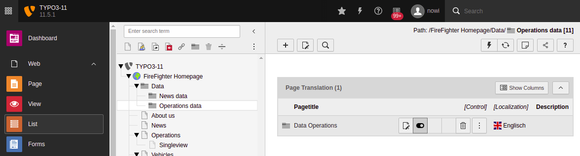 Sysfolder with operations data