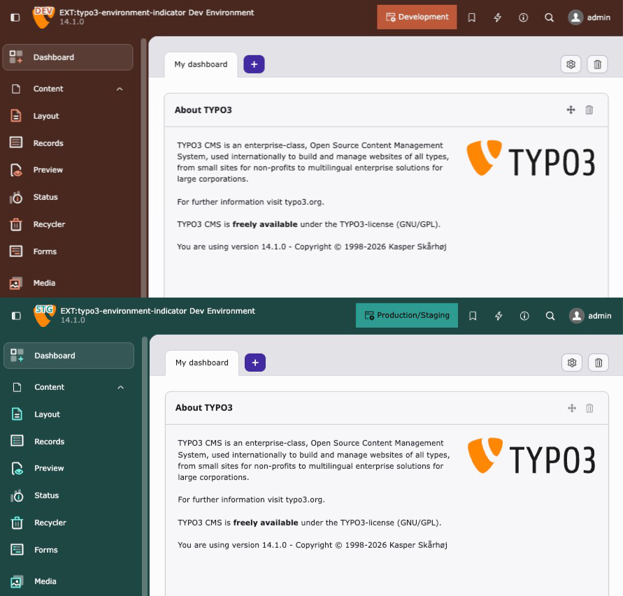 Backend theme indicator preview
