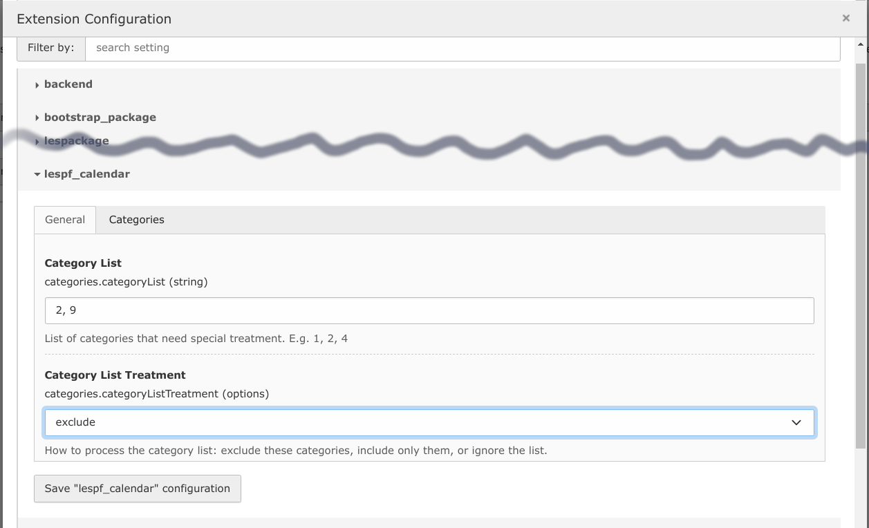 Configuring categories (example).