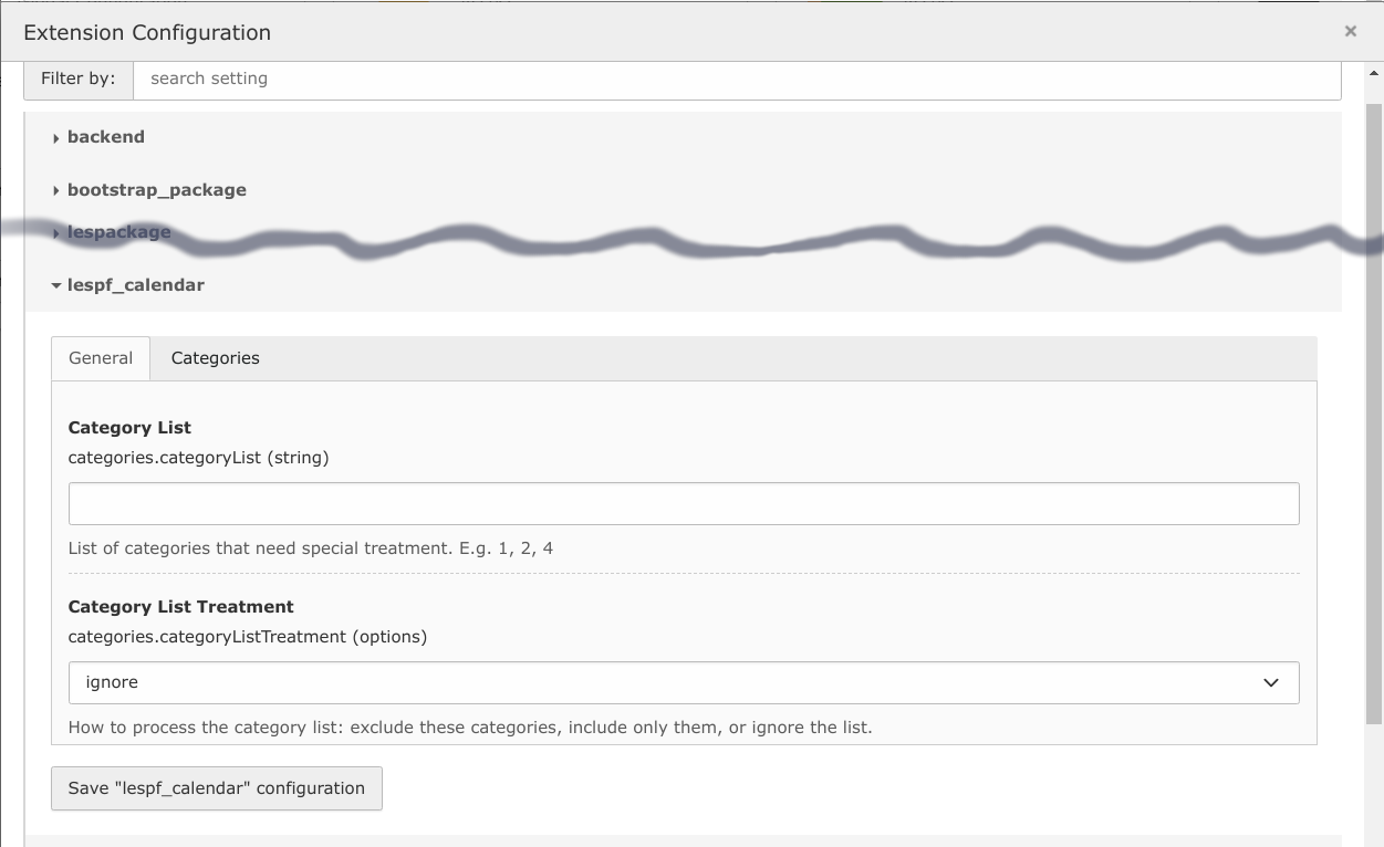 Configuring categories (general).