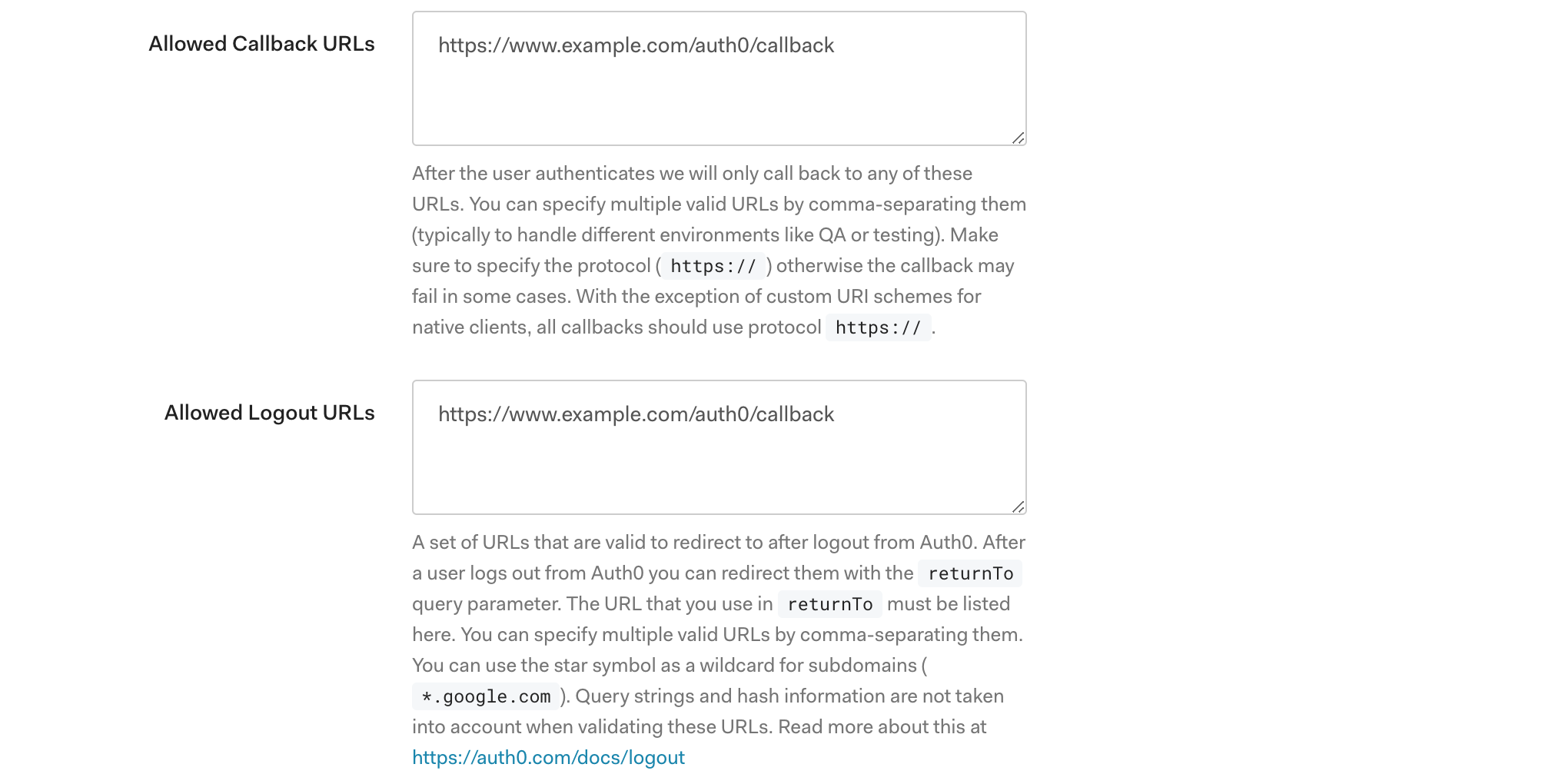 Callback URL in the Auth0 dashboard